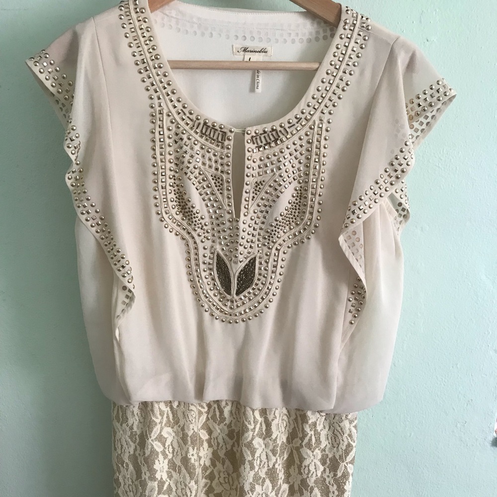 Studded dress | lace dress | gold dress